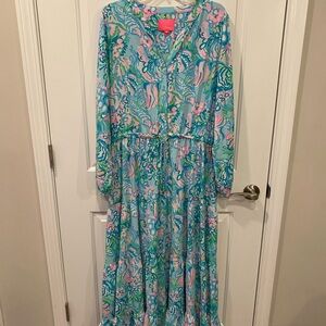 Lilly Pulitzer Blue and Pink Maxi Dress